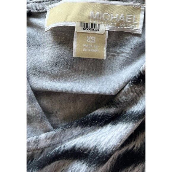 Michael Kors Sz XS Woman Black White Zebra Animal Print Cap Sleeve Dress Stretch - Picture 16 of 16